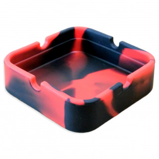 Cendrier en silicone rouge & noir – résistant à la chaleur, incassable