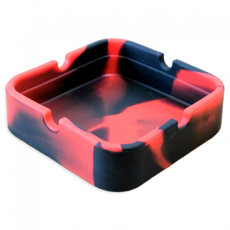 Cendrier en silicone rouge & noir – résistant à la chaleur, incassable