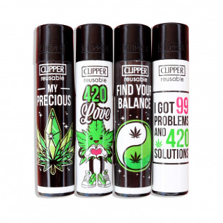 Briquets Clipper "Weed Slogan 13" (x4)