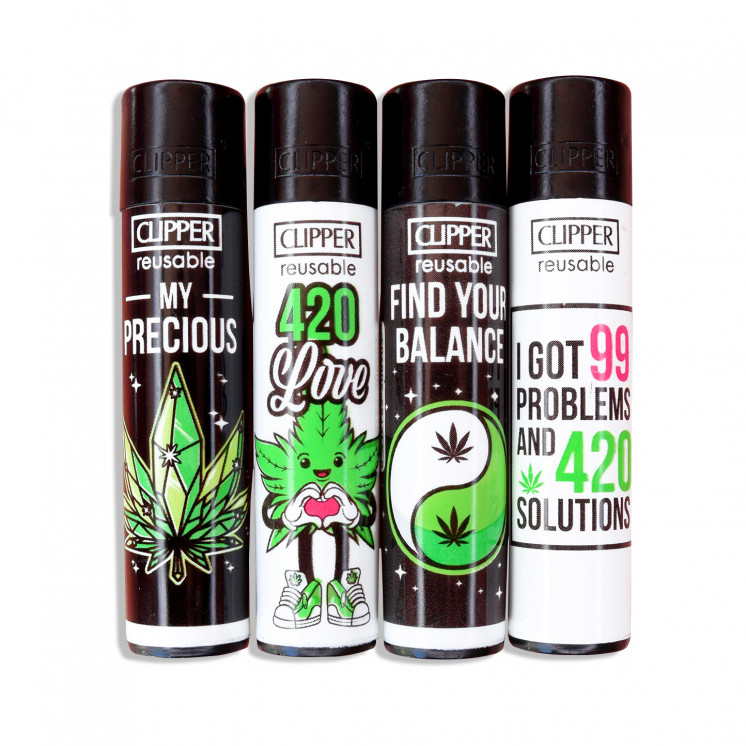 Briquets Clipper "Weed Slogan 13" (x4)