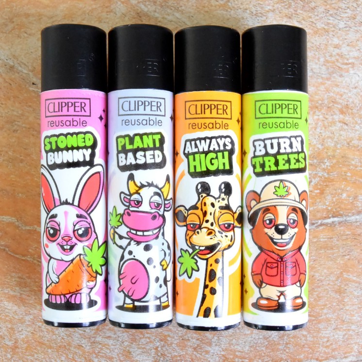 Briquets Clipper "Stoned Animals 2" (x4)