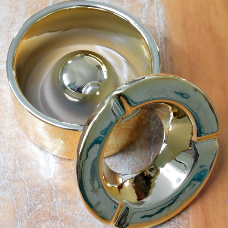 Cendrier Céramique anti odeurs Doré Ø 11,2cm