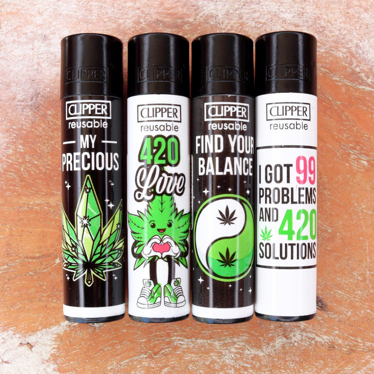Briquets Clipper "Weed Slogan 13" (x4)