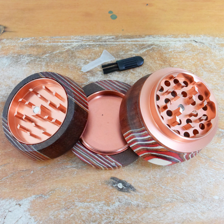 Grinder Aluminium/Bois Black Leaf 60mm (foncé)