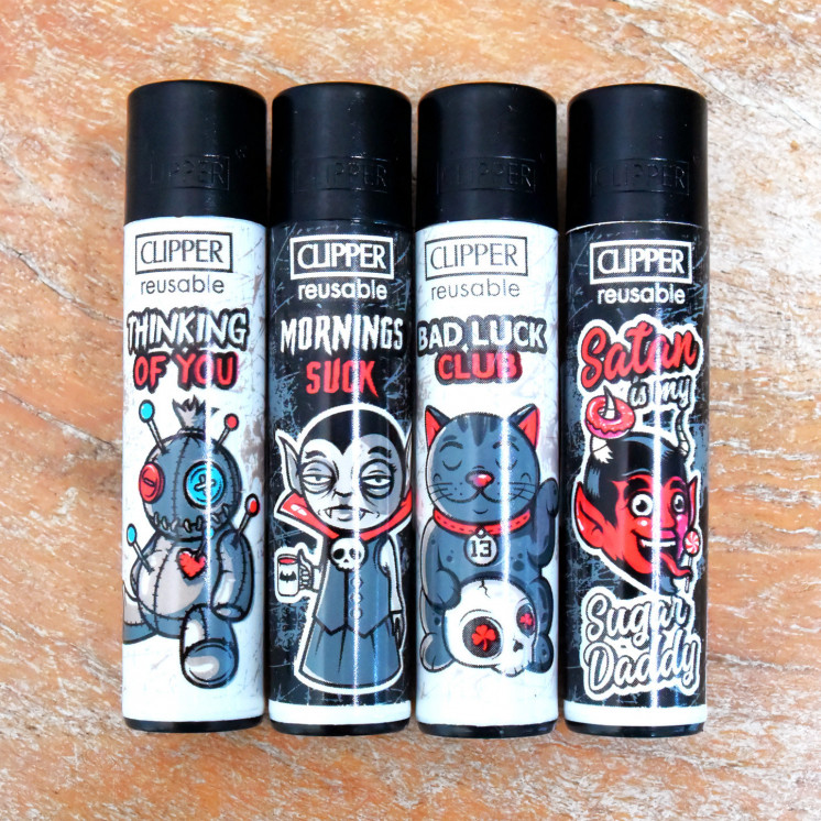 Briquets Clipper "SLOGAN 666" (x4)