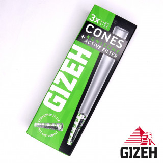 CÔNES GIZEH KING SIZE AVEC FILTRE AU CHARBON ACTIF (X 3)