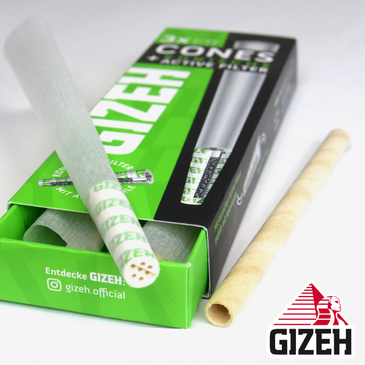 CÔNES GIZEH KING SIZE AVEC FILTRE AU CHARBON ACTIF (X 3)
